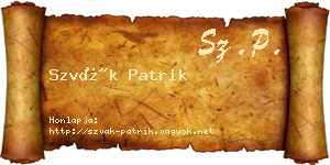 Szvák Patrik névjegykártya