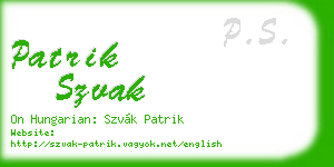 patrik szvak business card